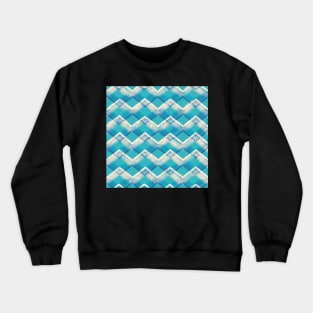 Turquoise Zig Zag Mandala Mix-up with Blue, White and Gold Crewneck Sweatshirt